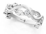 Platinum Round Diamond Leaf Eternity Band with Bezel Setting_13