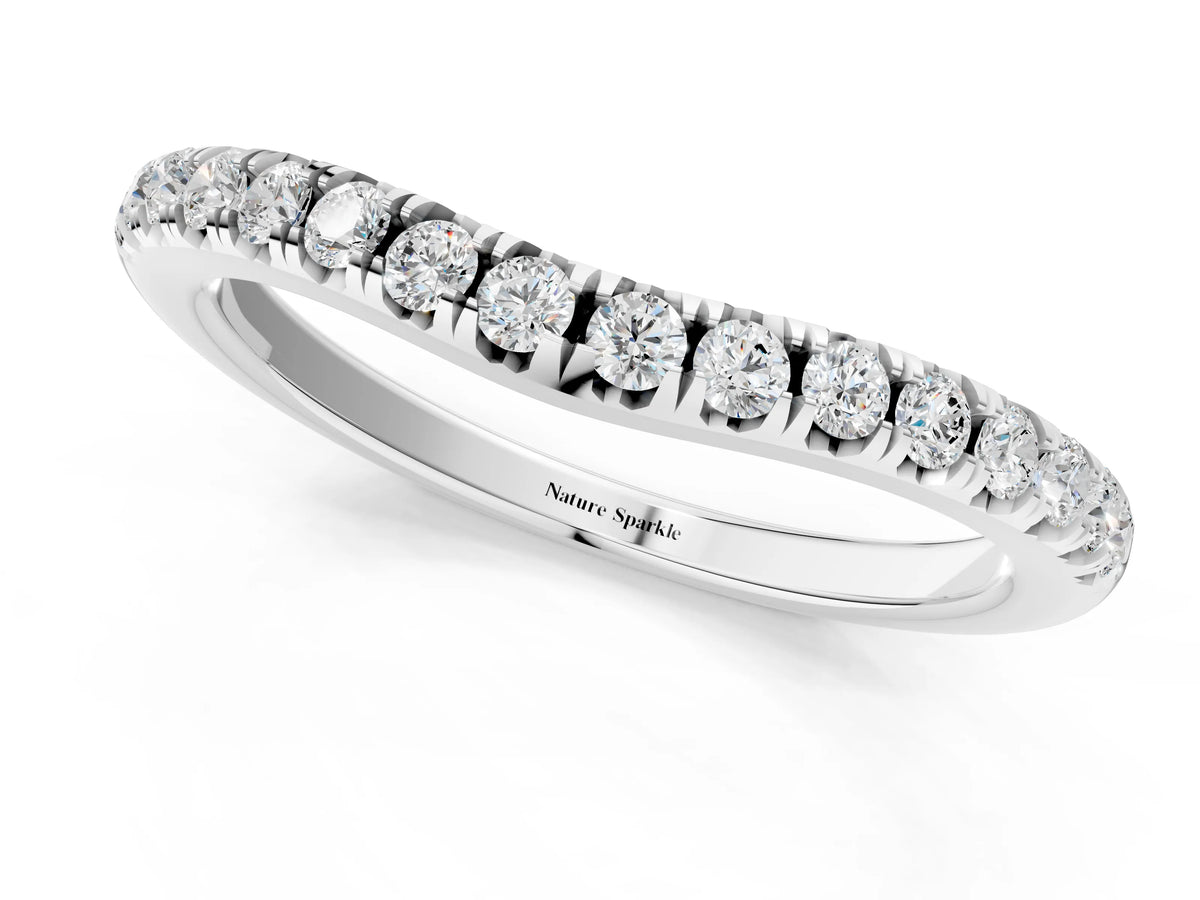 Platinum Round Diamond Pavé Curved Band with Shared Prong Setting_13