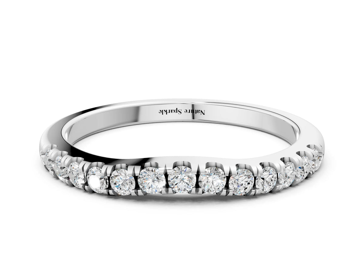 Platinum Round Diamond Pavé Curved Eternity Band with Shared Prong Setting_12