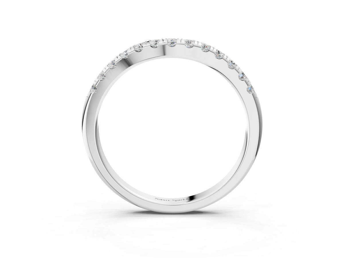 Platinum Round Diamond Pavé Curved Eternity Band with Shared Prong Setting_15