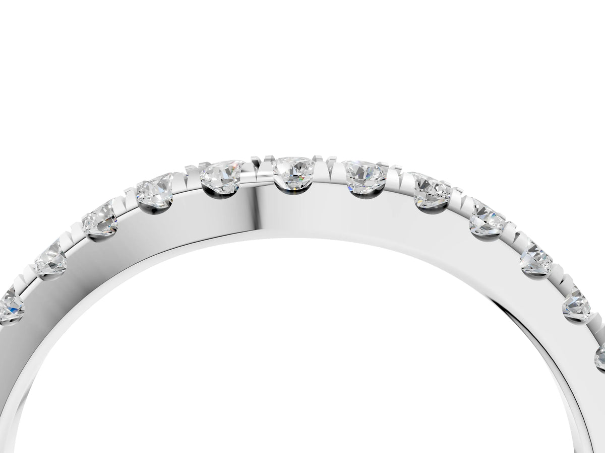 Platinum Round Diamond Pavé Curved Eternity Band with Shared Prong Setting_16