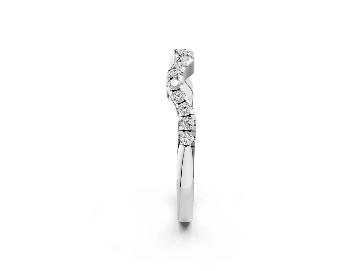 Platinum Round Diamond Pavé Curved Wedding Band_14