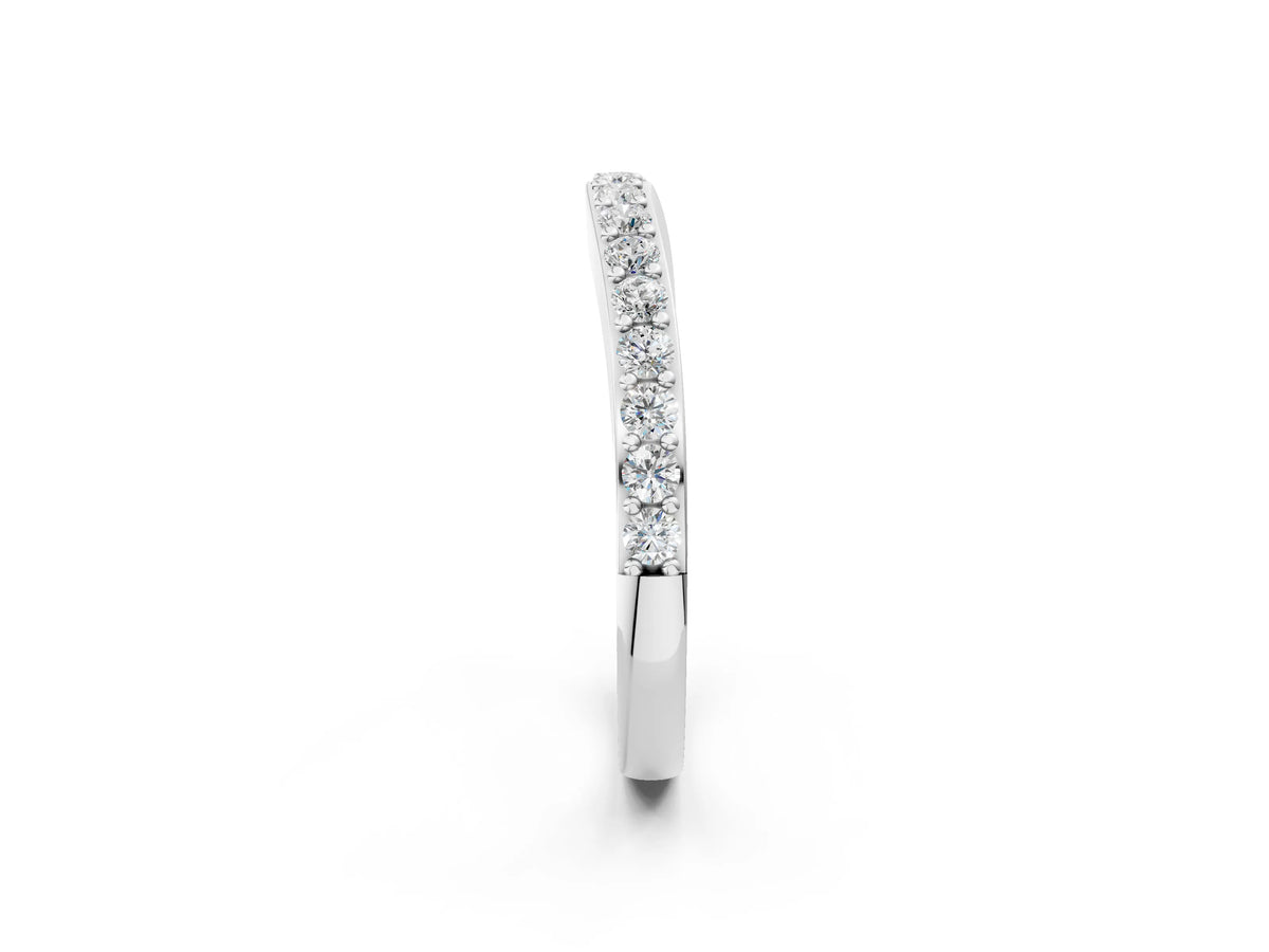 Platinum Round Diamond Pavé Set Curved Eternity Band_14