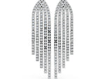 Platinum Round Diamond Pavé Waterfall Drop Earrings_4
