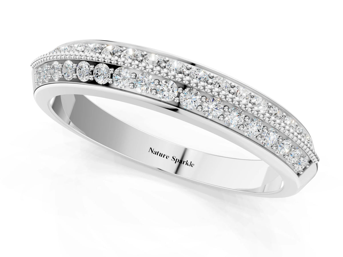 Platinum Round Diamond Pave Eternity Band with Milgrain Edging_13