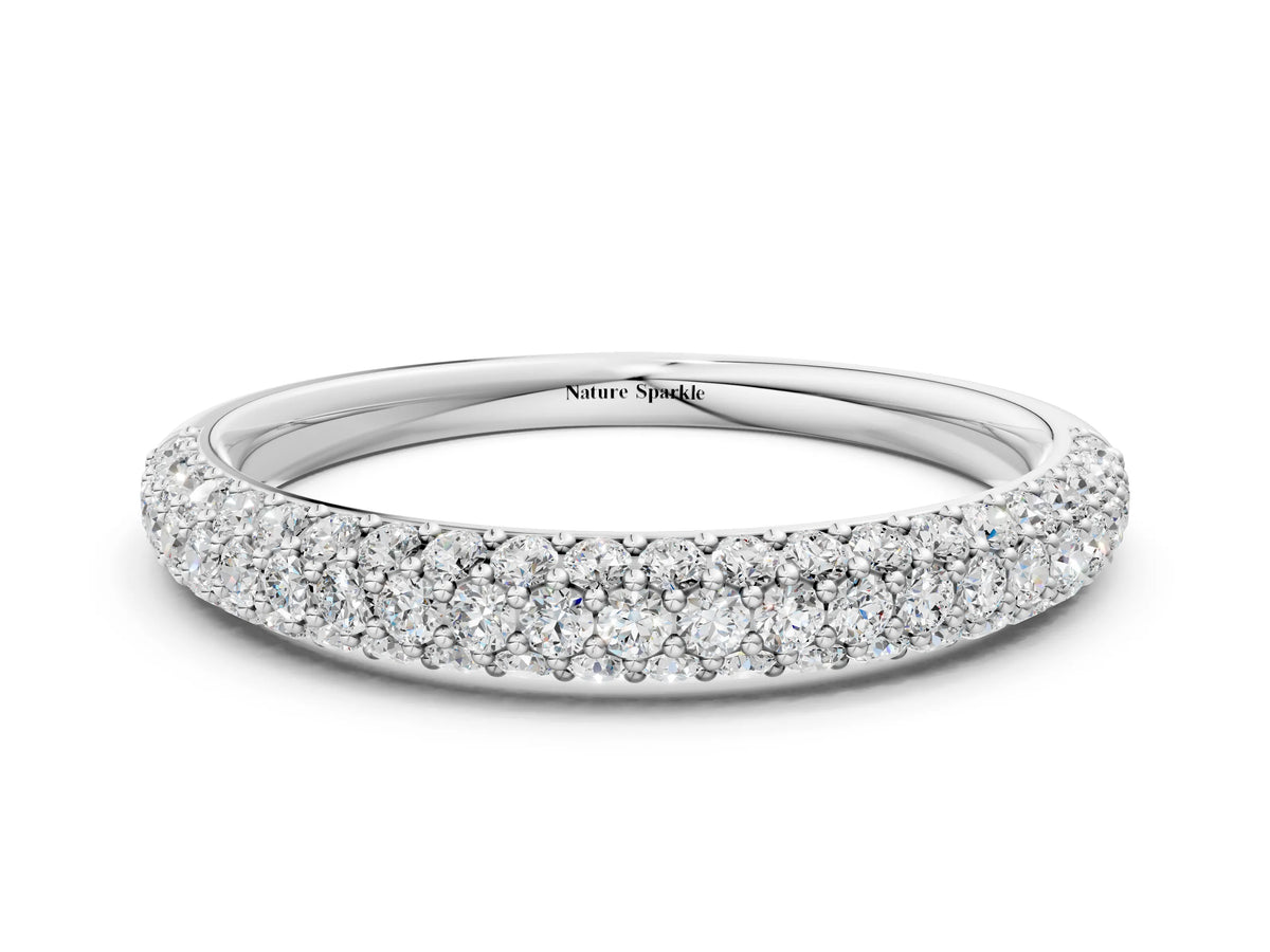Platinum Round Diamond Pave Set White Gold Eternity Band_36