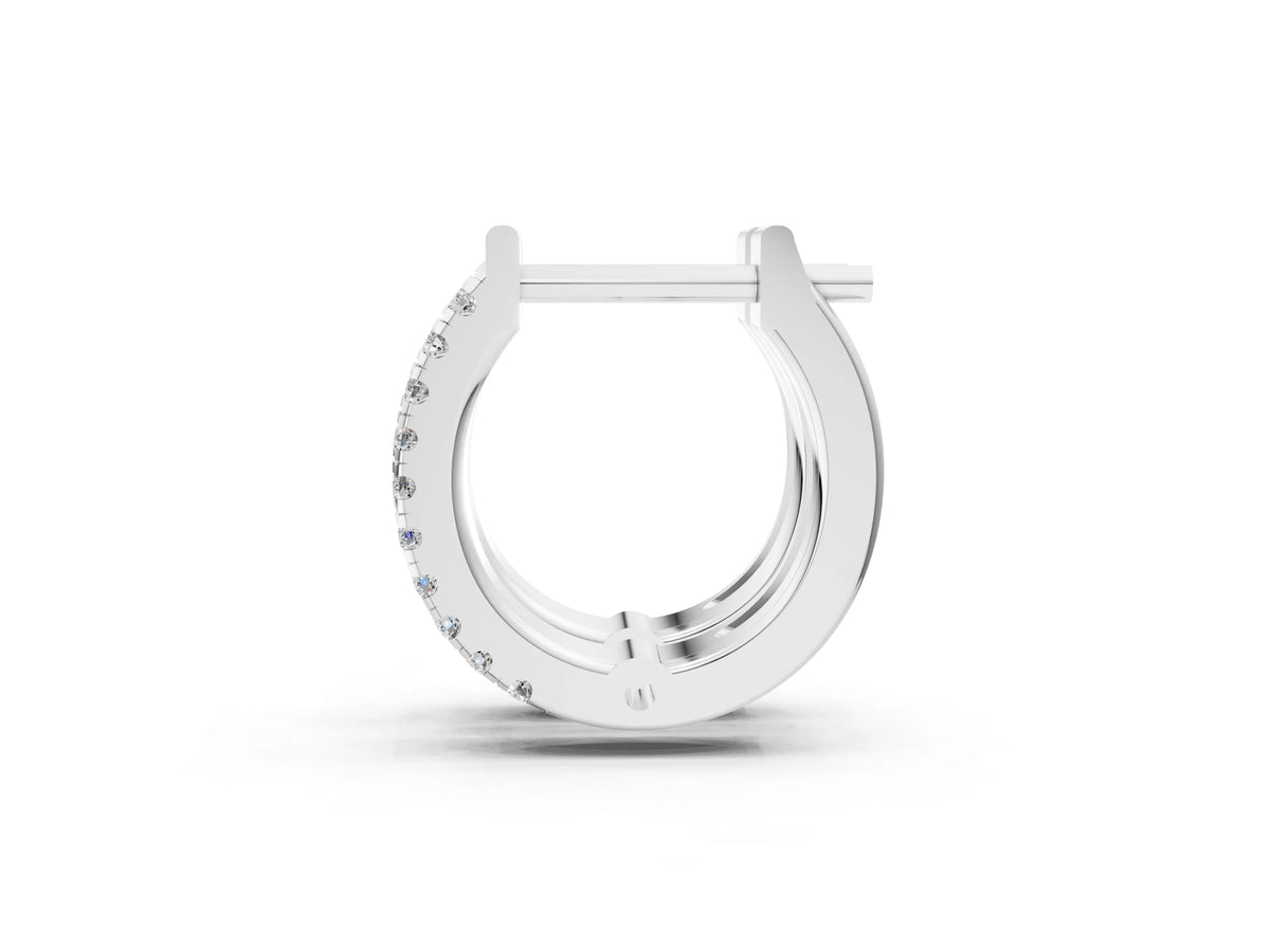 Platinum Round Diamond Petite Double Row Huggie Hoop Earrings_5