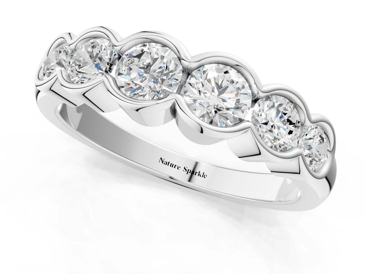 Platinum Round Diamond Scalloped Bezel Set Eternity Band_7