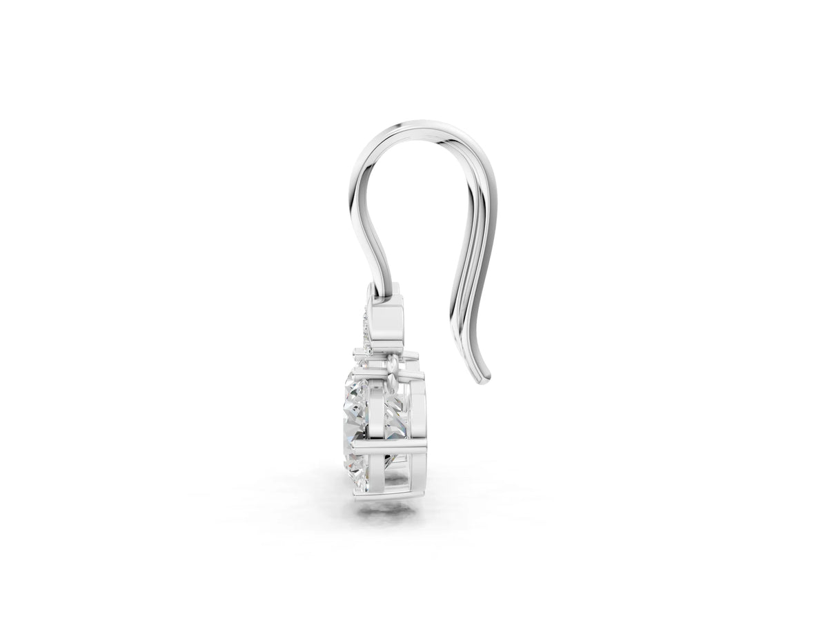 Platinum Round Diamond Water Lily Drop Earrings with Diamond Accents_3
