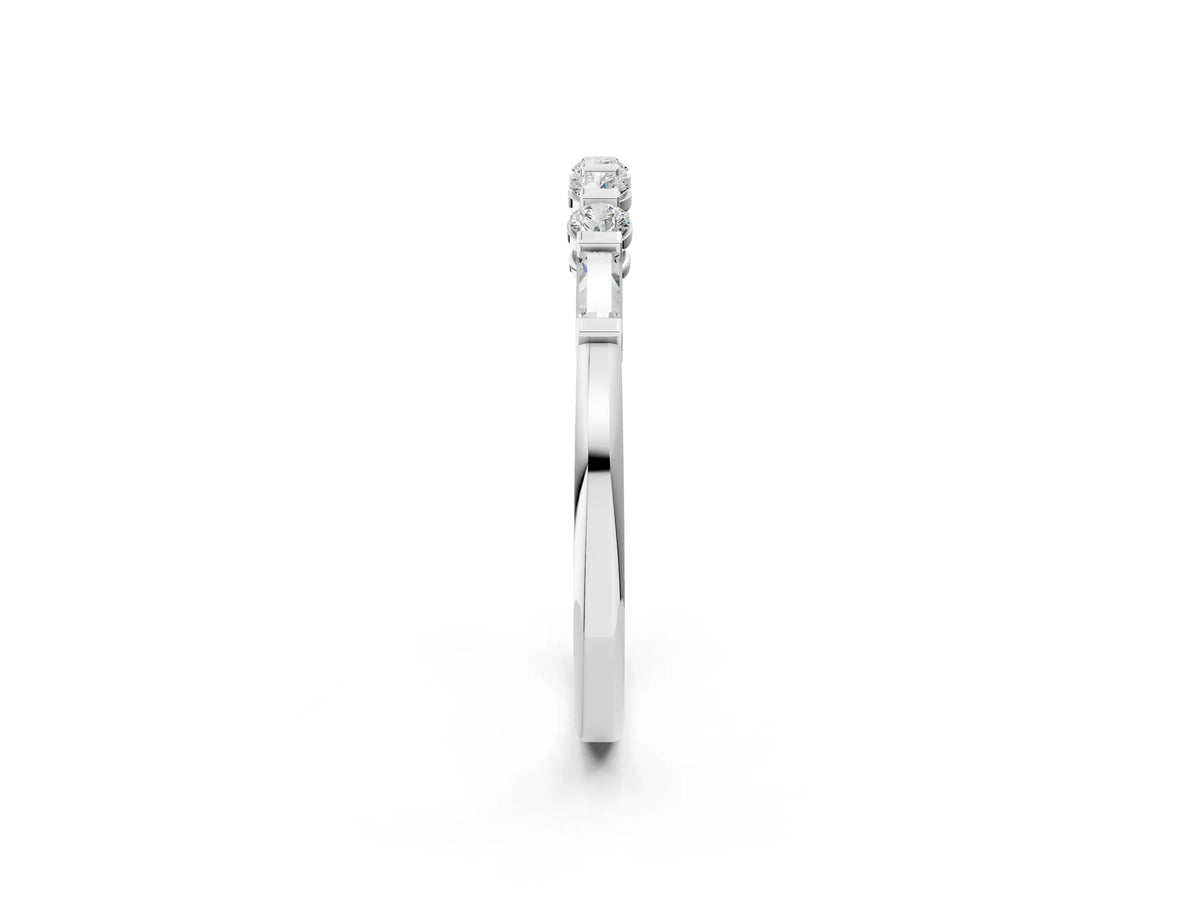 Platinum Round and Baguette Diamond Prong Set Half-Eternity Band_14