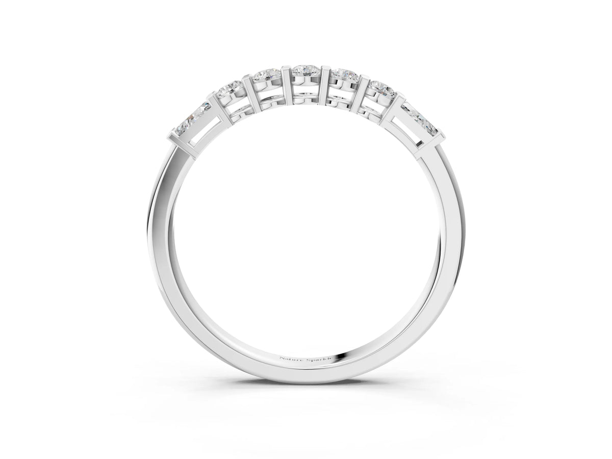 Platinum Round and Baguette Diamond Prong Set Half-Eternity Band_15