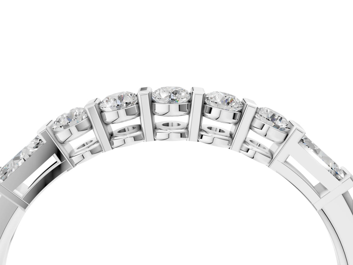 Platinum Round and Baguette Diamond Prong Set Half-Eternity Band_16
