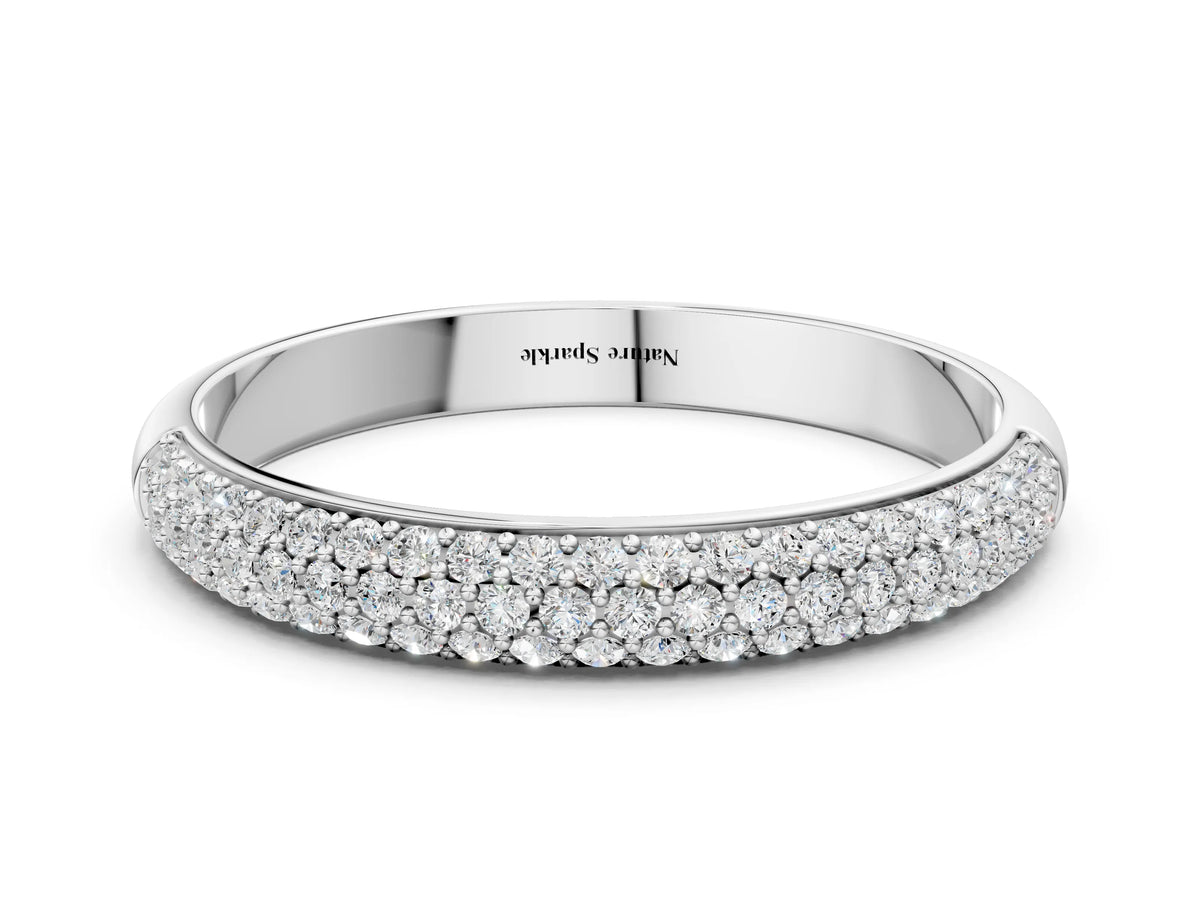 Platinum Three-Row Pave Round Diamond Eternity Band with Shared Prong Setting_12