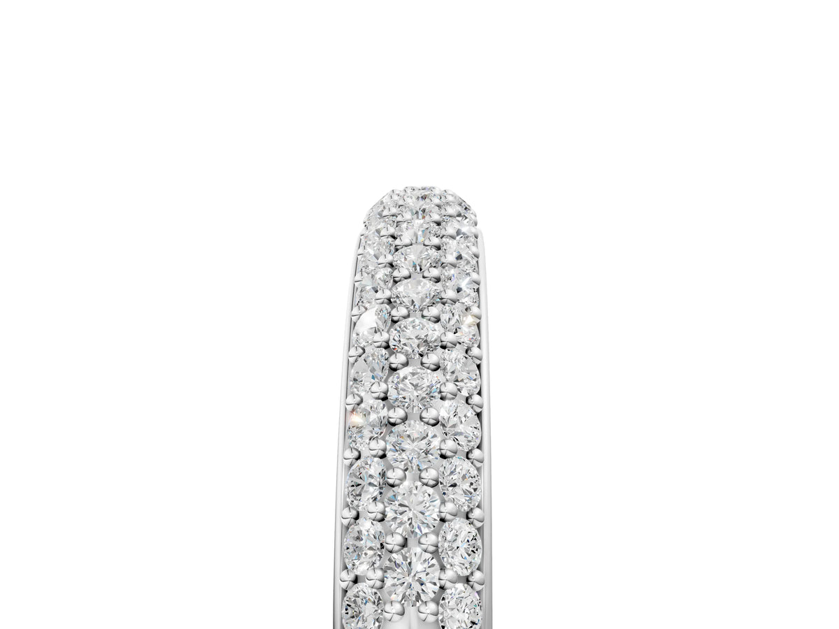 Platinum Three-Row Pave Round Diamond Eternity Band with Shared Prong Setting_17