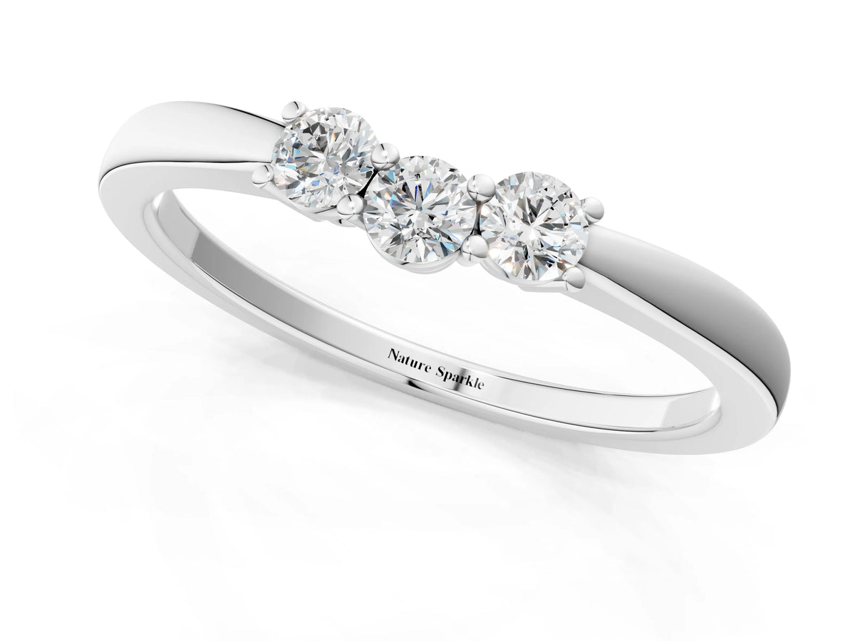 Platinum Three-Stone Round Diamond Tension Set Solitaire Band with Prong Setting_13