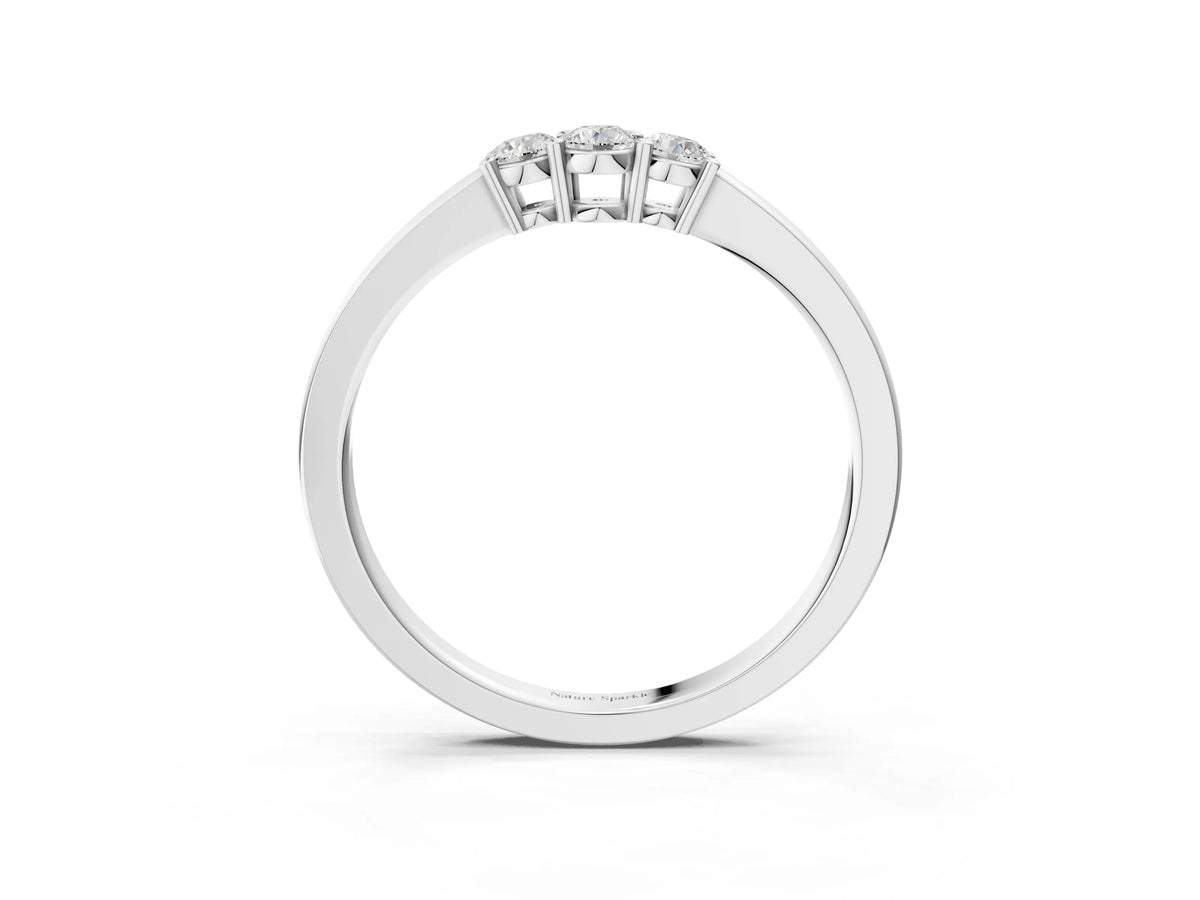 Platinum Three-Stone Round Diamond Tension Set Solitaire Band with Prong Setting_15