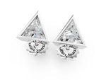 Platinum Trillion Diamond Bezel-Set Solitaire Stud Earrings_4