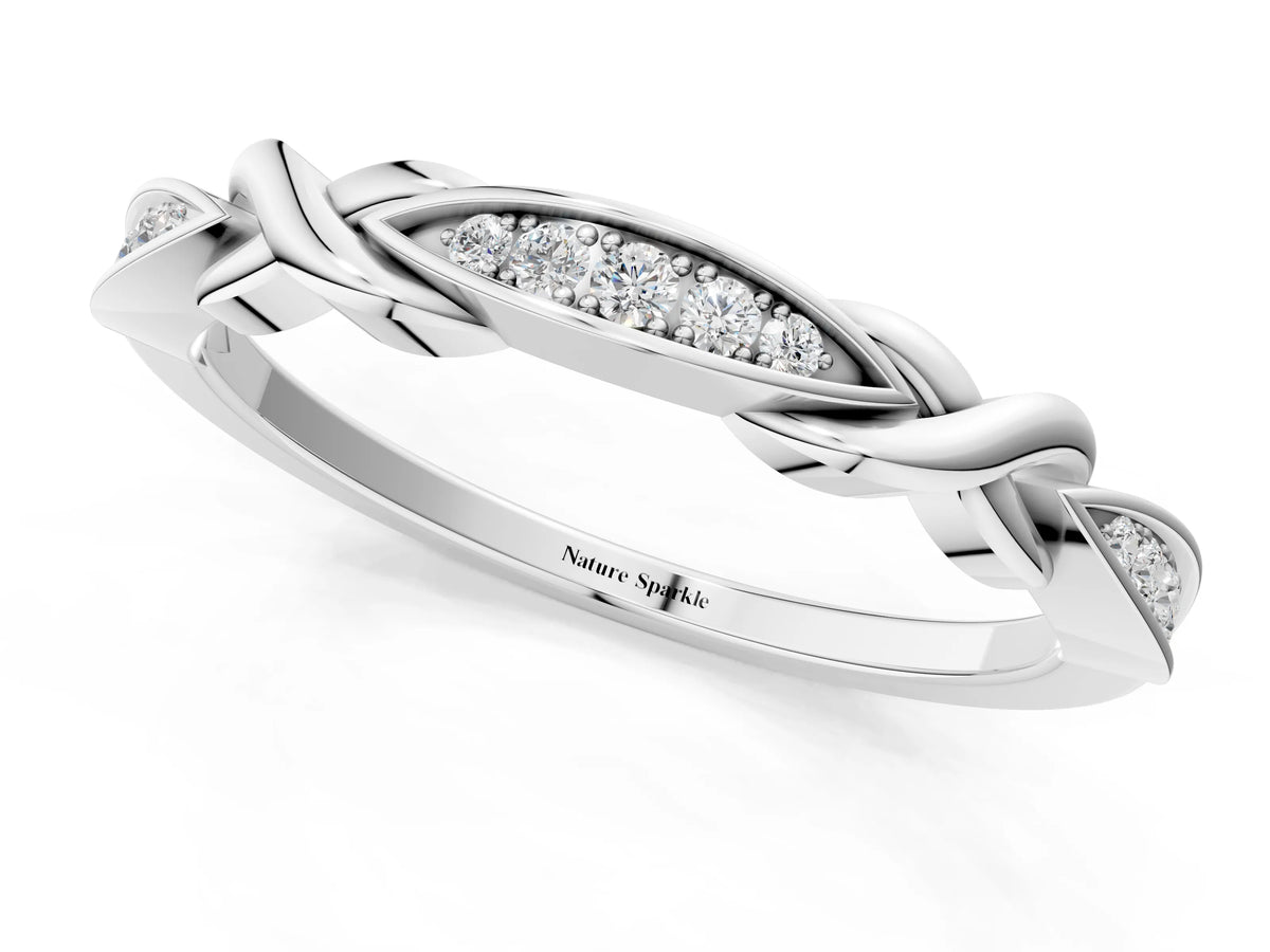 Platinum Twisted Marquise Diamond Pavé Band with Shared Prong Setting_7