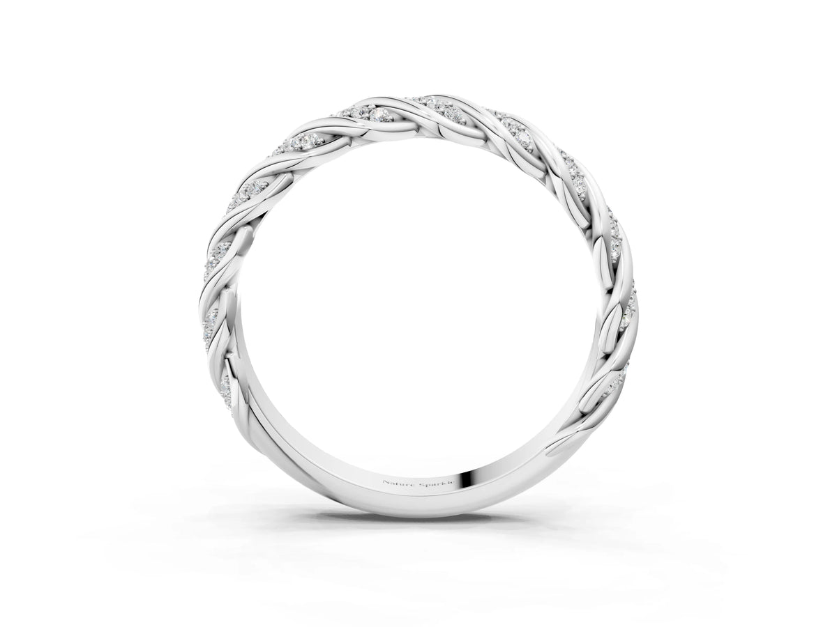 Platinum Twisted Pavé Round Diamond Eternity Band with Shared Prong Setting_15