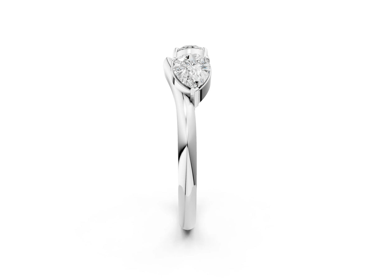 Platinum Two-Stone Pear Diamond Bypass Ring with Prong Setting_14