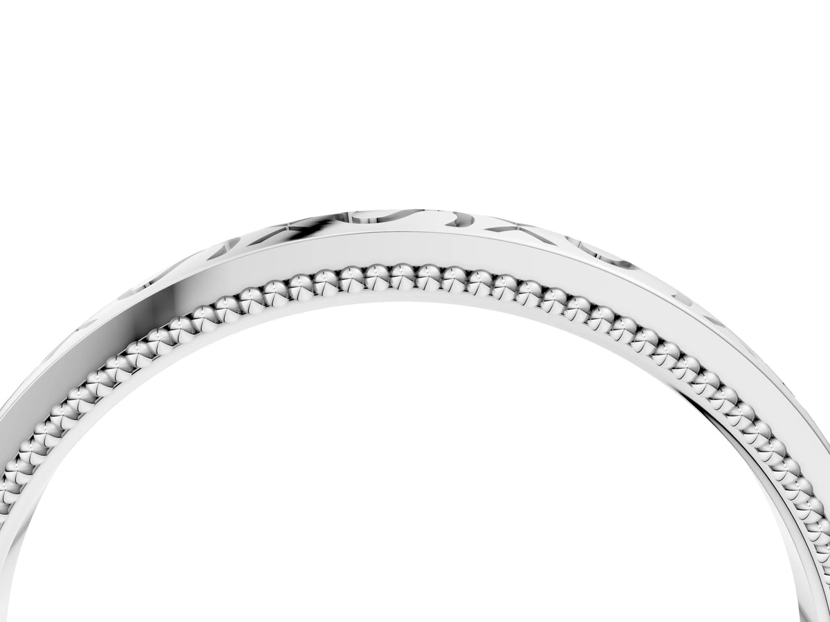 Platinum Vintage Engraved Milgrain Band_16