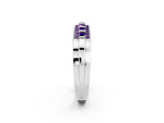 Princess Cut Amethyst Bar-Set Pavé Band in Platinum with Grooved Edge Detailing_2