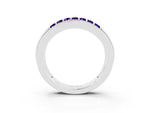 Princess Cut Amethyst Bar-Set Pavé Band in Platinum with Grooved Edge Detailing_3