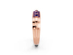 Princess Cut Amethyst Bar-Set Pavé Band in Rose gold with Grooved Edge Detailing_2