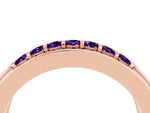 Princess Cut Amethyst Bar-Set Pavé Band in Rose gold with Grooved Edge Detailing_4