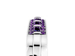 Princess Cut Amethyst Bar-Set Pavé Band in Silver with Grooved Edge Detailing_5