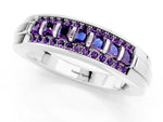 Princess Cut Amethyst Bar-Set Pavé Band in White gold with Grooved Edge Detailing_1