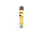 Princess Cut Amethyst Bar-Set Pavé Band in Yellow gold with Grooved Edge Detailing_2