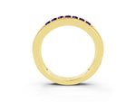Princess Cut Amethyst Bar-Set Pavé Band in Yellow gold with Grooved Edge Detailing_3