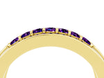 Princess Cut Amethyst Bar-Set Pavé Band in Yellow gold with Grooved Edge Detailing_4