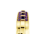 Princess Cut Amethyst Bar-Set Pavé Band in Yellow gold with Grooved Edge Detailing_5