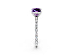 Princess Cut Amethyst Pavé Solitaire Ring in Silver with Round Pavé Band and Prong Setting_2