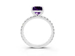 Princess Cut Amethyst Pavé Solitaire Ring in Silver with Round Pavé Band and Prong Setting_3