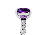 Princess Cut Amethyst Pavé Solitaire Ring in Silver with Round Pavé Band and Prong Setting_5