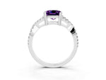Princess Cut Amethyst Solitaire Ring in Platinum with Interwoven Pavé Band and Prong Setting_9