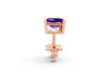 Princess Cut Amethyst Stud Earrings in Rose gold with Basket Setting_2
