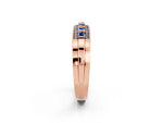 Princess Cut Aquamarine Bar-Set Pavé Band in Rose gold with Grooved Edge Detailing_2