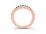 Princess Cut Aquamarine Bar-Set Pavé Band in Rose gold with Grooved Edge Detailing_3