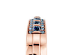 Princess Cut Aquamarine Bar-Set Pavé Band in Rose gold with Grooved Edge Detailing_5