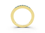 Princess Cut Aquamarine Bar-Set Pavé Band in Yellow gold with Grooved Edge Detailing_3