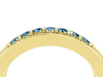 Princess Cut Aquamarine Bar-Set Pavé Band in Yellow gold with Grooved Edge Detailing_4