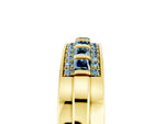 Princess Cut Aquamarine Bar-Set Pavé Band in Yellow gold with Grooved Edge Detailing_5