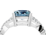 Princess Cut Aquamarine Solitaire Ring in Platinum with Interwoven Pavé Band and Prong Setting_10