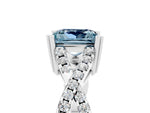 Princess Cut Aquamarine Solitaire Ring in Platinum with Interwoven Pavé Band and Prong Setting_11