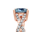 Princess Cut Aquamarine Solitaire Ring in Rose gold with Interwoven Pavé Band and Prong Setting_5