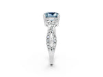 Princess Cut Aquamarine Solitaire Ring in White gold with Interwoven Pavé Band and Prong Setting_2